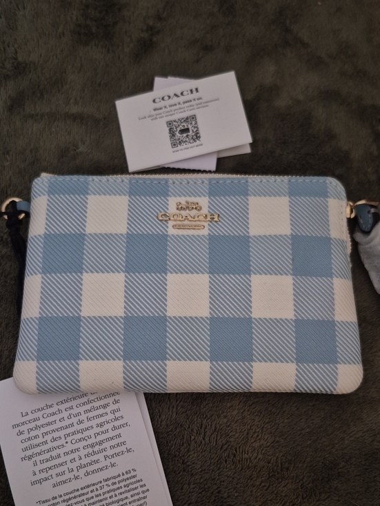 Coach Handbags - SOLD Coach Corner Zip Wristlet With Gingham Print NWT